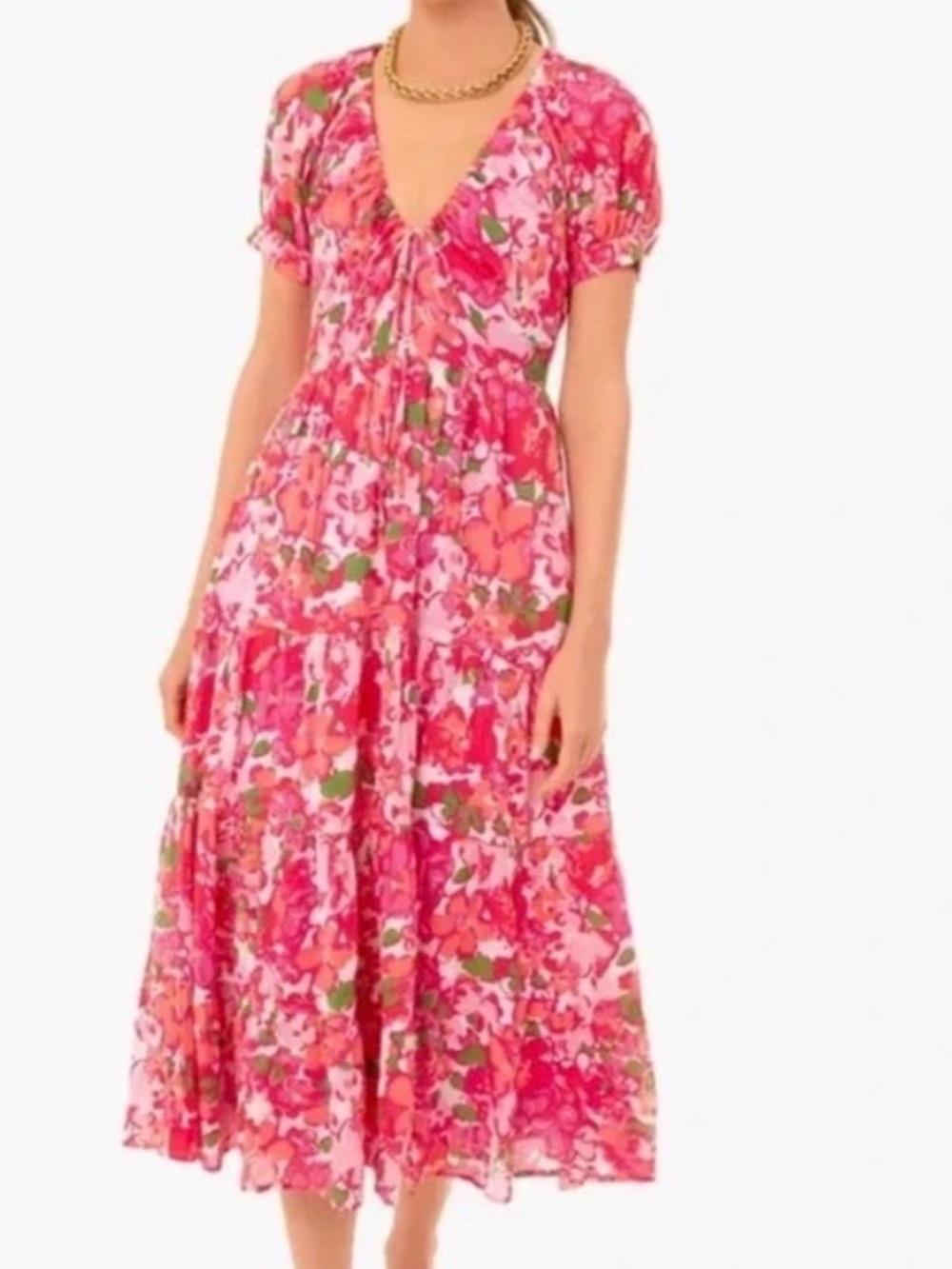Banjanan Pink Floral Tiered Maxi Dress